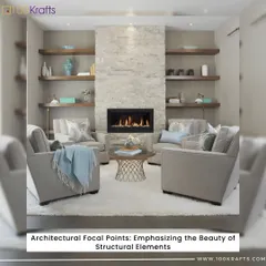 Architectural focal points, like this stunning modern fireplace, can anchor a room and create a story of timeless elegance.