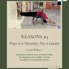 Reason to slow down: Peace is a necessity, not a luxury. It's the foundation of sustainable growth.