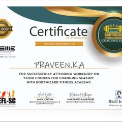 My certificate from a nutrition workshop. Understanding food is a key part of any fitness plan, and I'm always learning more.