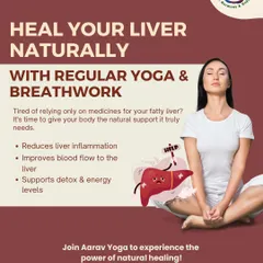This ad focuses on healing your liver naturally with yoga and breathwork. It explains how our practice can reduce liver inflammation, improve blood flow, and support detoxification.