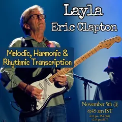 This weekend in our "Music Factory" workshop, we're dissecting the epic rock anthem "Layla" by Eric Clapton. We'll be transcribing its harmonic progressions, melody, and iconic guitar solo using both our ears and theoretical analysis.