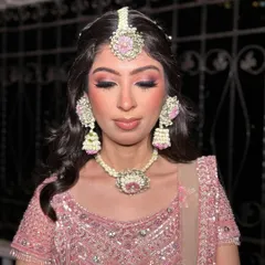 A close-up of Kanika's mehendi sangeet look, showcasing the bold eye makeup that is perfect for an evening of celebration.
