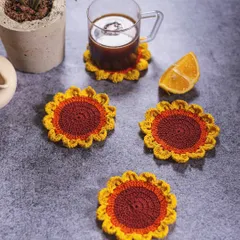 Our cheerful sunflower coasters styled for your daily coffee break. These vibrant, floral-themed coasters are designed to protect your tabletops while adding a splash of handmade happiness to your home.
