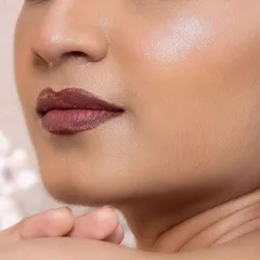 A macro shot showing the flawless skin finish and lip texture I aim for. This level of detail demonstrates my focus on creating a perfect canvas that looks like real, beautiful skin.
