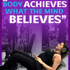 The body achieves what the mind believes. A member takes a moment to focus before her next set.