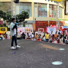 On stage at R City Mall in Ghatkopar for a big event with Sony Yay. Performing for a large, open-air audience is always an electrifying experience.