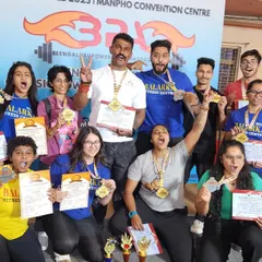 The pure joy of victory. Team Balarka celebrating a massive haul of medals at the district championship. This is a testament to the dedication and hard work of every single athlete.