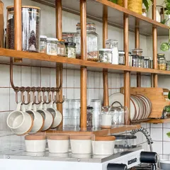 Our minimally designed wares blend beautifully into the ethereal space of this cafe. We created a full set of tableware, including mugs and canisters, to complement their aesthetic.