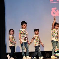 Our little dynamos owning the stage during their very first performance. We curate special programs to prepare even our toddlers for the big stage.