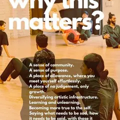 Why does this work matter? This image outlines the key outcomes of our workshops, from fostering a sense of community and purpose to helping individuals become more true to themselves.