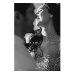 The beauty of a genuine laugh, captured in a timeless black and white frame. These are the moments that truly define a love story.