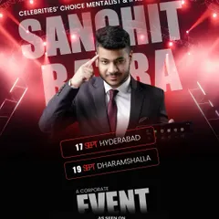 Showtime in Hyderabad and Dharamshalla for a corporate event tour. This poster captures the high-energy, professional look and feel of my corporate stage shows.