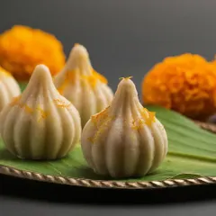 Our Ukdiche Modak are handcrafted with care for Ganesh Chaturthi. These steamed rice flour dumplings are filled with a sweet mixture of coconut and jaggery, offering an authentic taste of tradition.