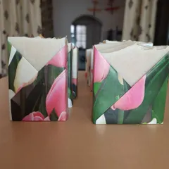 A side view of the soap tuxedos. This wrapping style is one of my favorite final touches, ensuring every order I send out feels special and thoughtfully prepared.
