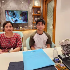 A mother and son came in for a counseling session. We often work with families to improve harmony and provide guidance for children's focus and career paths using tools like DMIT and Vastu.