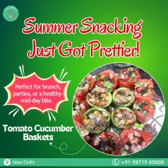 My Tomato Cucumber Baskets are a pretty and healthy summer snack. They are perfect for brunch, parties, or as a light mid-day bite.