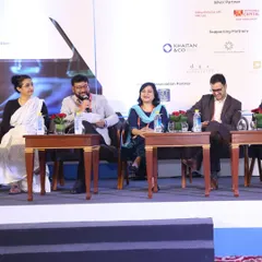 A view of the panel at the Economic Times's Commercial Disputes Resolution Conclave. These discussions are crucial for sharing insights on emerging challenges, including the impact of AI and the need for crisis litigation expertise.