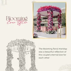 A sketch and final photo of a blooming floral mandap, representing the couple's eternal love. This is how I translate a concept into a beautiful reality.