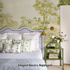 Create a serene and classic atmosphere with a landscape mural wallpaper like this one. This design works beautifully as a headboard wall in a bedroom, turning the entire wall into a piece of art.