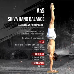 Announcing our Handstand Intensive Workshop at AoS Indiranagar. This is a chance to build awareness, coordination, and control for life upside down with handstand master Deepak. Limited capacity, so book your spot.