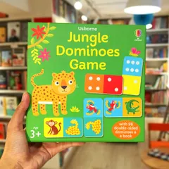 The Usborne 'Jungle Dominoes' game is a colorful and fun way to teach matching and counting, complete with 28 double-sided dominoes.