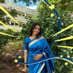 A stunning royal blue saree, made even more magical with these shooting star doodles I added in Procreate.