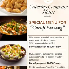 We offer a special menu for Guruji satsangs, with packages designed for 40 people. Options include everything from mini samosas and sandwiches to a full meal with Shahi Paneer and Dal Makhni.