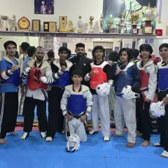 Our senior students geared up and ready for a sparring session. This is where they put all their training to the test.
