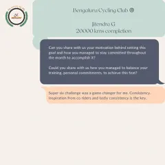 A snippet from our 'Spoke Talk' series, featuring an interview with Jitendra G on completing 20,000 kms. He shares how consistency and inspiration from fellow riders were key to his success.
