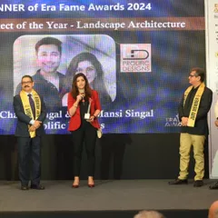Our principal architect, Mansi Singal, speaking at the Era Fame Awards 2024. This award is a proud moment that reflects our team's collective passion and hard work.