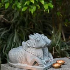 I love this twin Nandi statue, carved from a single piece of stone by a master artisan in Karnataka. It’s a rare and distinctive piece that represents divine harmony and showcases an incredible level of skill passed down through generations.