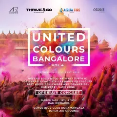 Another poster for the massive UCB Holi festival, highlighting the top DJs, live dhol, and other attractions.