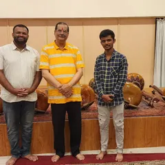 With Pandit Ajoy Chakraborty after servicing his tanpuras and providing him with new ones. It is a privilege to ensure that his instruments are always in perfect condition for his music.
