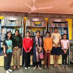 We were honored to host award-winning author Mandira Shah for an intimate session during our National Library Week. The children were captivated as she discussed her book 'Children of the Hidden Land' and shared her writing journey.