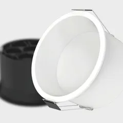 This is a product shot of a modern recessed ceiling light with a clean, circular design. It's available in 12W and 18W options and features tunable color temperature, allowing you to switch between warm and cool white light to suit your needs.