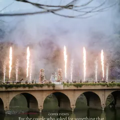 A truly epic varmala ceremony on a bridge, complete with a stunning firework display. We design these key moments to be larger than life and completely unforgettable.