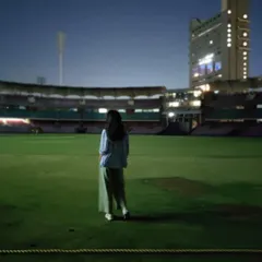 A quiet moment on set at the stadium during the shoot for Hardik Pandya's clothing brand. Choreographing in unique locations like this is part of what we do to bring a brand's vision to life.
