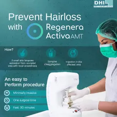 **Regenera Activa: A One-Session Solution:** This infographic explains our revolutionary Regenera Activa AMT treatment. It's a minimally invasive, one-time procedure that uses your body's own cells to prevent hair loss and stimulate natural regrowth, with results often visible in three months.