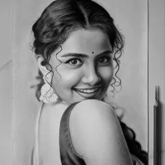 My completed pencil sketch of actress Anupama Parameswaran on A4 Brustro bristol paper. This portrait was made using a combination of graphite and charcoal to capture the soft lighting and her expressive glance.