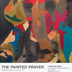The poster for 'The Painted Prayer', a group art show where my music collaborated with visual art. This particular piece by my mother, Ila Pal, was part of the exhibition where rhythm and color came together.