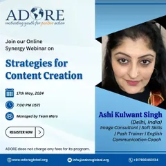 I was thrilled to be invited by ADORE Global to host a webinar on 'Strategies for Content Creation'. Sharing my knowledge on how to craft compelling stories and engage audiences is one of my passions.