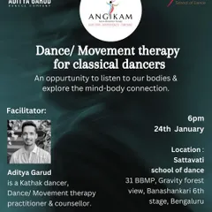 We also explore the mind-body connection through specialized workshops. This poster is for a Dance and Movement Therapy session for classical dancers, an opportunity to listen to and understand our bodies.