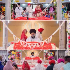 This collage captures the key moments of the Anand Karaj. Our team ensures we cover multiple angles, from wide shots of the Gurdwara to intimate close-ups of the couple.