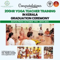 Celebrating our October graduates from the 200-hour YTTC in Kerala. This collage captures the pride and joy of the graduation ceremony, a culmination of weeks of hard work and dedication.