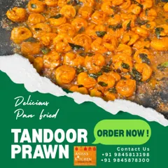 Our delicious pan-fried Tandoor Prawns are a seafood lover's dream. Marinated in aromatic spices, they are packed with flavor.