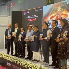 On stage with the dignitaries for the lamp lighting ceremony, a traditional and auspicious start to any conference.