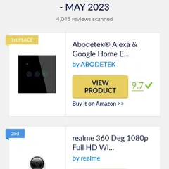 Our products are consistently ranked as best-in-class. In May 2023, the Abodetek Alexa & Google Home Enabled switch was awarded 1st place after a scan of over 4,000 reviews for Alexa-enabled devices.