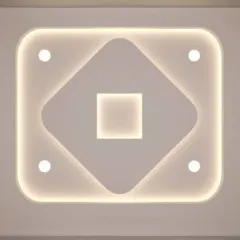 Simplicity at its best. This design uses a central square-in-square motif with soft, diffused backlighting, creating a calm and minimalist ambiance.