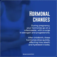The hormonal rollercoaster of pregnancy and childbirth has a direct impact on your skin. The post-delivery drop in hormones can leave skin feeling less elastic and hydrated, temporarily changing your facial appearance.