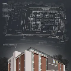 This is the architectural plan and 3D visualization for the St. John's Medical College Hospital. My process involves a complete, end-to-end solution, from the initial ground floor plan and structural design to the final building facade, ensuring every detail is mapped out for functionality and aesthetics.